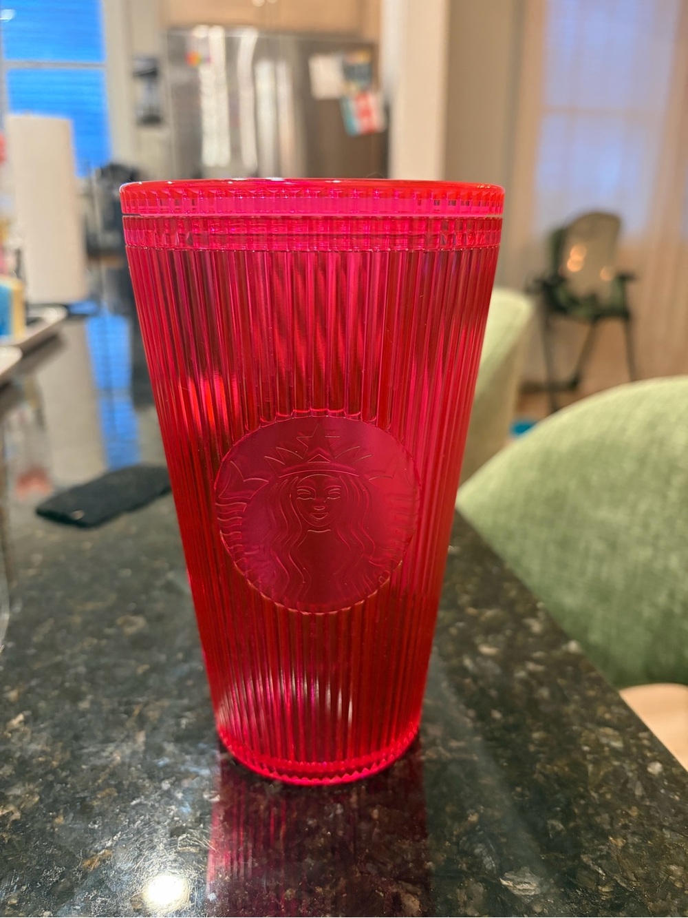 Starbucks Bright Pink Ribbed Reusable Cup